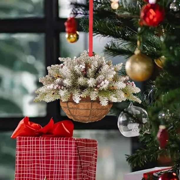 Corona de cesta de flores, cesta floral falsa, señal de bienvenida de , corona de granja, corona de primavera para árbol de Navidad, pared de verano, fiesta, puerta delantera Estilo B Macarena Cesta de flores