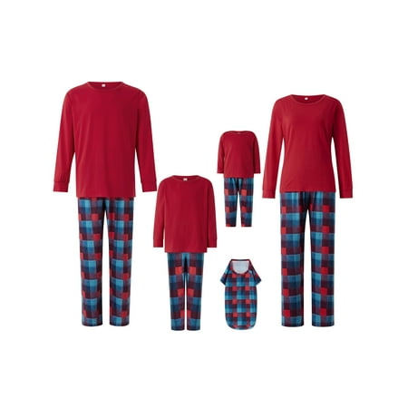 

CenturyX Christmas Matching Pajamas for Family Long Sleeve Tops Plaid Pants Xmas Holiday Jammies for Kids Women Men Dog RedDog-L