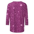 thumbnail image 5 of UVEASISHA 3/4 Length Sleeve Womens Tunic Blouse Casual Sequin Sparkly Tee Tops Trendy Party Clubwear Tops Purple XXL, 5 of 6