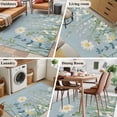 thumbnail image 5 of 3'x5' Area Rugs, Botanical Blue Green Indoor Outdoor Area Rug for Living Room Bedroom, Spring Pastoral Daisy Leaf on Linen Washable Bathroom Rugs Kitchen Floor Carpet Mats Home Decor Aesthetic, 5 of 8