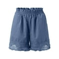 thumbnail image 6 of Womens Shorts Summer Solid Boho Cutout Design Casual Linen Shorts High Waist Wide Leg Shorts Beach Vacation Ready Workout Shorts Women Blue L, 6 of 7