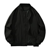 Bmawag Mens Outdoor Jacket Hoodless Waterproof Windproof Big and Tall Men's Crew Neck Solid Color Raincoats Windbreakers with Pockets for Sport Outdoor Hiking Gift for Men Black 3XL