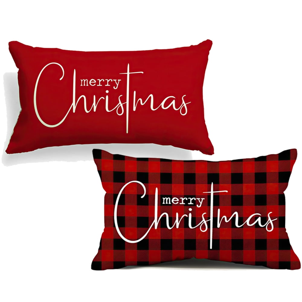  Outdoor Pillows Covers with Inserts Set of 2, Merry Christmas  Santa Hold Gift Snowflake Waterproof Pillow with Adjustable Strap  Decorative Throw Pillows for Patio Furniture Lounge Chair, 12x20 Inch :  Patio