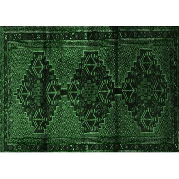 Ahgly Company Indoor Rectangle Persian Emerald Green Traditional Area Rugs, 7' x 9'