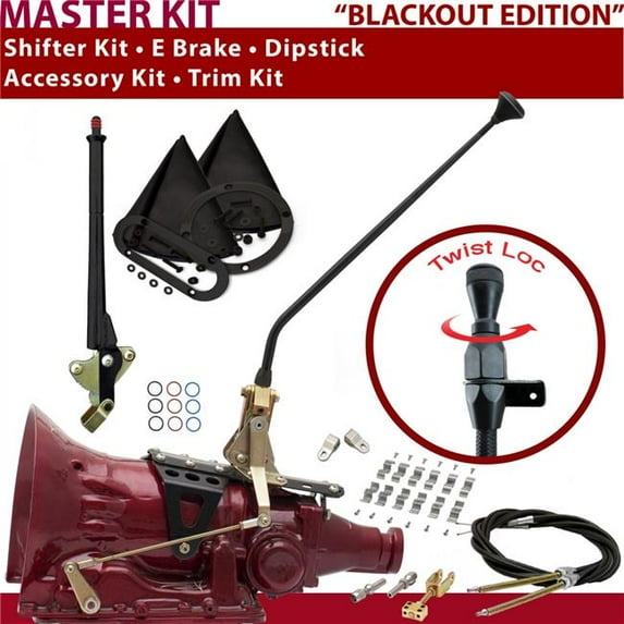 American Shifter 4L60E Shifter Kit Black 16 in. E Brake Cable Clamp Clevis Trim Kit Dipstick for DB067