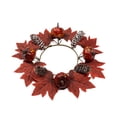 thumbnail image 2 of Halloween Mini Fall Pumpkin Wreath, Candle Ring with Maple Berry Pinecone for Table, Harvest, Thanksgiving Decor, 2 of 6