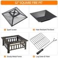 thumbnail image 4 of Topeakmart 32'' Outdoor Metal Square Fire Pit with Cover & Poker, Bronze, 4 of 15