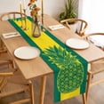 thumbnail image 3 of Pineapple Table Runner - 70 Inch Long, Kitchen Dining Table Runner Dresser Scarves, Boho Tropical Dark Green Yellow Stripe Summer Farmhouse Decor for Coffee Tables Wedding Party Banquet, 3 of 8