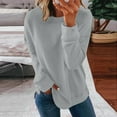 thumbnail image 2 of Chandails de Compression à Manches Longues pour Femmes Col Ras du Cou Unis Plus Chandail Surdimensionné Coupe Ample Pulls Tendance Hauts Légers pour Femmes Grande Taille Gris m, 2 of 5
