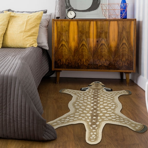 Contemporary Home Living 2' x 3' - Jungle Antelope Area Throw Rug - Beige and Brown