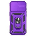 thumbnail image 3 of Decase for Apple iPhone 17 Case, Military-Grade Ring Holder Kickstand Heavy Duty Hybrid Case with Slide Lens Cover,Shockproof Rugged Dual-Layer Hard Phone Case for iPhone 17,Purple, 3 of 8