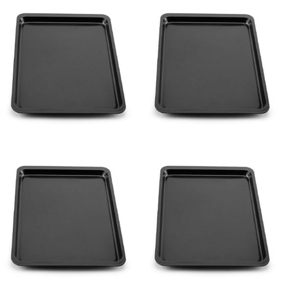 4Pcs Rectangular Non-Stick Bread Cake Baking Tray Baking Tray Oven Rectangular Black Baking Tray DIY Baking for Kitchen,4 x Bakeware,Black