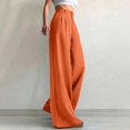 thumbnail image 2 of Women Wide Leg Dress Pants High Waist Elastic Back Business Casual Flowy Work Trousers Office Palazzo with Pockets Orange, 2 of 7