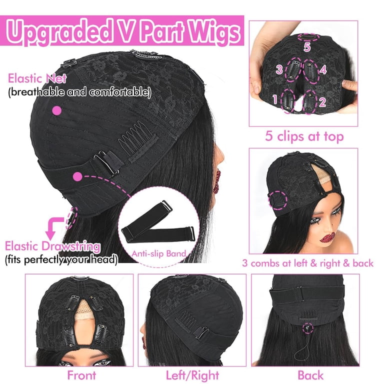 V Part Wigs Human Hair Straight V Shape Wigs for Black Women  display picture 3