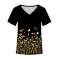 thumbnail image 5 of USSUMA Plus Womens Tops Dressy Casual V Neck Short Sleeve Women's Shirts and Blouses Daisy Print T-Shirts for Women Trendy Bohemian Retro Basic Flowy Tunic Top Summer Beach, 5 of 6