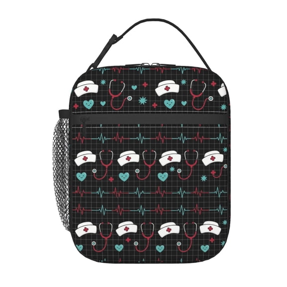 Nurse Theme Lunch Bag For Women Insulated Tote Bag Reusable Cooler Lunch Box For Work Picnic Travel