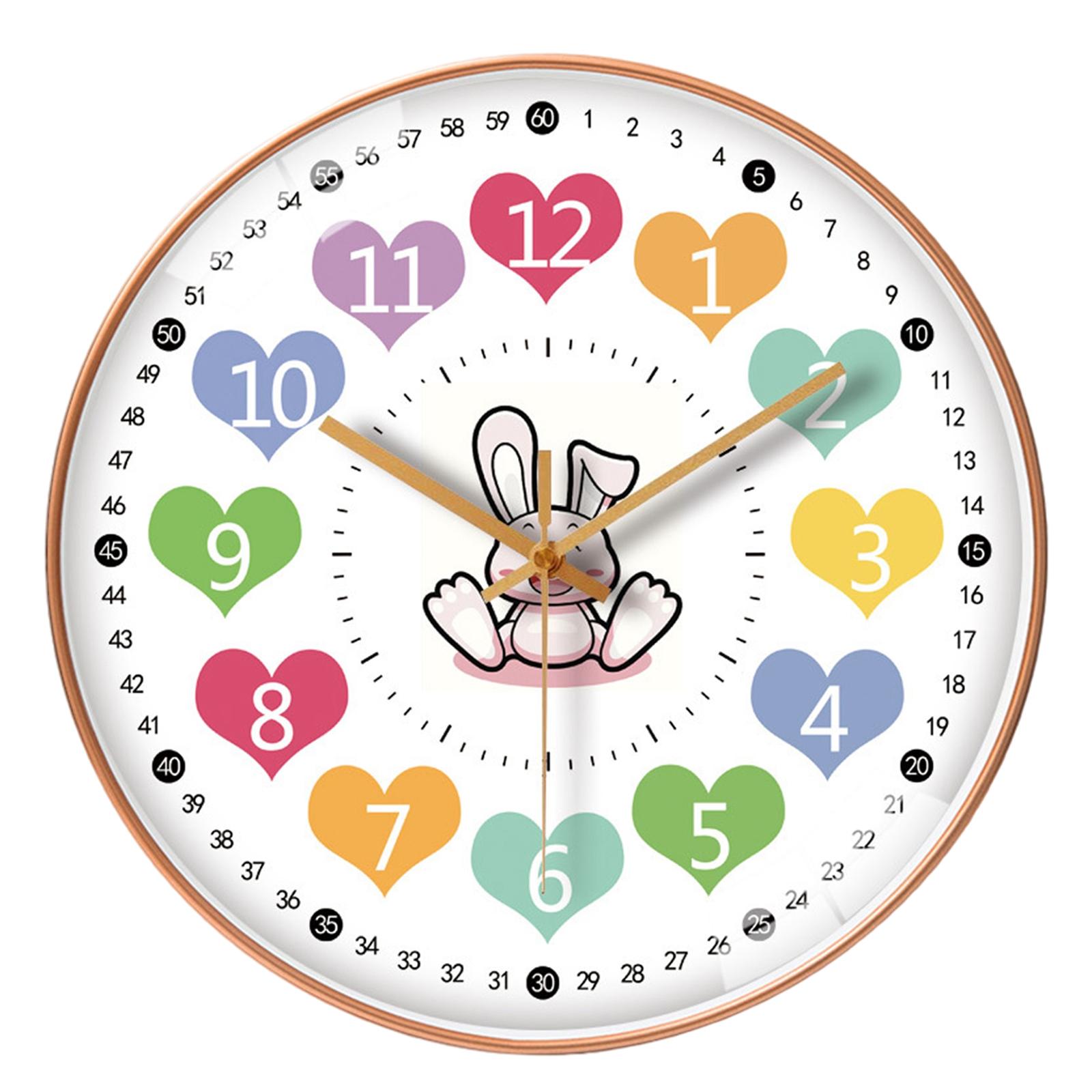 12　Teachers　,Colorful　Clock　Time　for　Room　,Einfach　Teaching　Silent　Inch　Telling　Wall　Living　School　Analog　Clock　Installieren,　Zu　And