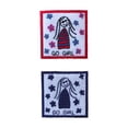 thumbnail image 1 of Lily Iron on Embroidery Patch "Go Girl" 2.25"x2.125" in Red Blue sold by piece, 1 of 3