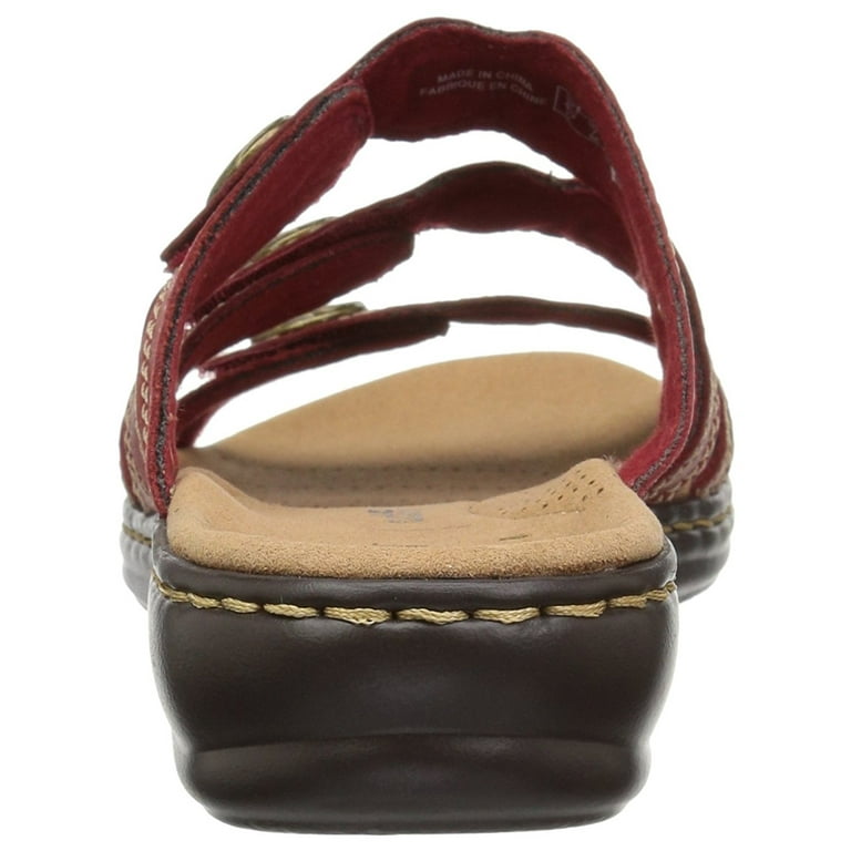 Clarks Womens Leisa Grace Leather Open Toe Casual Slide Sandals Walmart