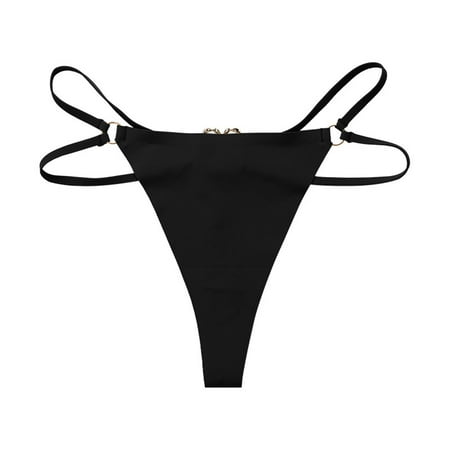 

ZMHEGW Womens Underwear Seamless Cotton Crotch Large Size Double Thin Strap Love Ring Buckle Traceless Ice Silk Low Waist Thong Womens Panties