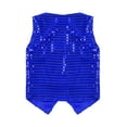 thumbnail image 4 of Linjinx Kids Boys Girls Sparkly Sequins Vest Crop Top Hip Hop Jazz Modern Dance Jacket Waistcoat Royal Blue 170, 4 of 5