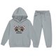 thumbnail image 5 of Conjunto de sudadera con capucha de manga larga para niños con estampado invernal y pantalones deportivos con lazo en las piernas, deportivo informal con forro polar para mayor calidez, conjunto de do, 5 of 5