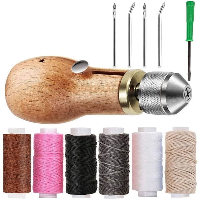 12 Kit de PunzóN de Costura, PunzóN de Costura de Herramienta de Costura PunzóN de Costura de Mano con Agujas para DIY Suministros de Manualidades de