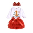 thumbnail image 2 of Seyurigaoka Baby Girl My First Christmas Outfits, Long Sleeve Romper + Tutu Skirt + Bow Headband 3Pcs Clothes Set, 2 of 6