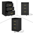 thumbnail image 7 of Homfa Nightstand with Charging Station, 3 Drawers Nightstand for Bedroom, Modern Storage Cabinet for Living Room, Black, 7 of 7