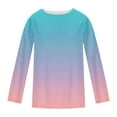 thumbnail image 5 of Aueoeo Womens Gradient Color T Shirts Long Sleeve Crew Neck Shirts Basic Tee Tops Blouse Regular Fitted Going Out Tops, 5 of 5