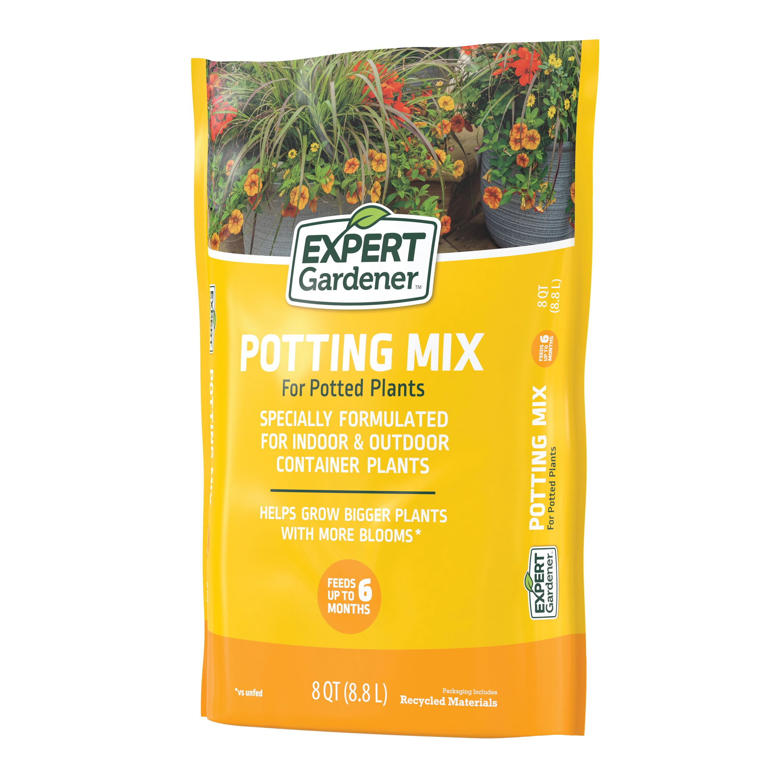 Expert Gardener Potting Mix for Potted Plants, 8 qt, feeds indoor