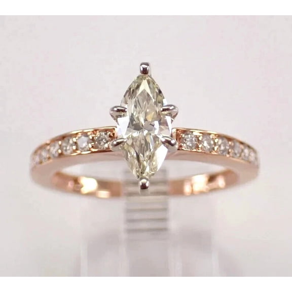 Silver & Stone Jewels 3.00Ct Marquise Cut CZ Engagement Ring 14k Rose Gold Plated