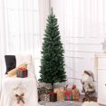 thumbnail image 2 of HOMCOM 6ft Tall Pencil Artificial Christmas Tree with Steel Base, Green, 2 of 10