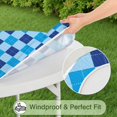thumbnail image 5 of Light Blue and Dark Blue Argyle Pattern Round Fitted Tablecloth with Elastic Edge,Dining Table Cover Waterproof,Outdoor Round Tablecloth for Camping,Dining,Indoor and Outdoor, 5 of 7