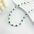 thumbnail image 5 of 14K Gold Bamboo Bead Necklace, Vintage Green Jade and Shell Bead Design Necklace, Timeless Jewelry for Women, 5 of 6