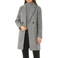 thumbnail image 1 of Unique Bargains Women's Double Breasted Lapel Raglan Long Sleeve Mid Length Overcoat, 1 of 4