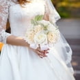 thumbnail image 6 of Artificial Rose Bridal Bouquet with Ribbon Handle – Lifelike Wedding Bouquet for Bride, Bridesmaids & Ceremony Decoration, White-Light Peach, 6 of 10