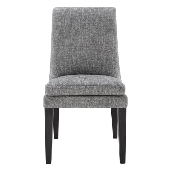 Spruce & Spring Modern Upholstered Dining Chair Set of 2 with Curved Backrest and Solid Wood Legs, Comfortable Padded Fabric Seat for Dining Room Kitchen Living Room, Pebble Grey