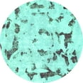 thumbnail image 1 of Ahgly Company Machine Washable Indoor Round Abstract Turquoise Blue Modern Area Rugs, 4' Round, 1 of 4