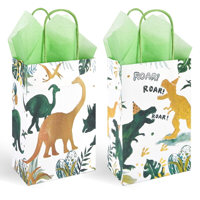 Bolsas de regalo DjinnGlory con temática de dinosaurio T-Rex, paquete de 36 unidades para fiestas infantiles