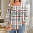 thumbnail image 2 of Posijego Plus Size Tops for Women Long Sleeve Shirts Plaid Printed Casual Tunic Tees Loose Dressy Blouses, 2 of 6
