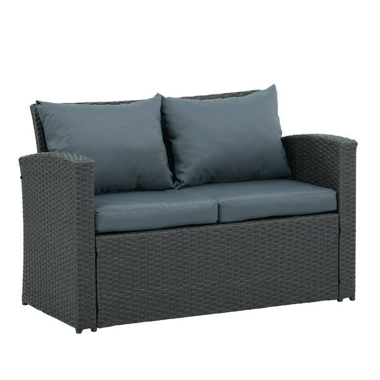 Omhoog gaan ondersteboven kwaad 4 Pieces Patio Furniture Sets All Weather Outdoor Sectional Sofa Manual  Weaving Wicker Rattan Patio Conversation Set with Ottoman and Cushions  (Dark Gray) - Walmart.com