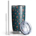 thumbnail image 2 of 20oz Tumblers Dark Blue Christmas Reindeer Pattern Stainless Steel Vacuum Insulated Double Wall Travel Tumbler Cups Mug with Lid and Straw,Cleaning Brush for Cold & Hot Drinks, 2 of 7