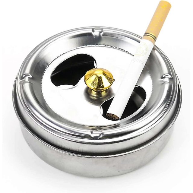 Smell Proof Smokeless Ashtray, Stainless Steel Ashtrays for Cigarettes Outdoor, Sealed Windproof Ash Tray with Lid for Patio, Indoor or Outdoor, Home