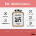 thumbnail image 3 of NAKED Strawberry Whey Protein - All Natural Grass Fed Whey Protein Powder + Dried Strawberries + Coconut Sugar- 5lb Bulk, GMO-Free, Soy Free, Gluten Free. Aid Muscle Growth & Recovery - 61 Servings, 3 of 10