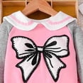 thumbnail image 5 of Pandaie Big Bow Embroidery Sweatsuit for Toddler Girls Raglan Doll Neck Sweet Clothes Outfit 3T 4T 5T 6T Kids School Pullover Tracksuit Pink,5 Years, 5 of 7
