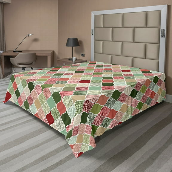 Ambesonne Abstract Flat Sheet, Exotic Orient Geometrical, California King, Multicolor