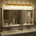 thumbnail image 6 of 6 Light Modern Crystal Bathroom Vanity Lights Gold Bathroom Light Fixtures Crystal Vanity Shower Lights Over Mirror, Mirror Glass Crystal Bathroom Vanity Lighting Fixtures, 6 of 7