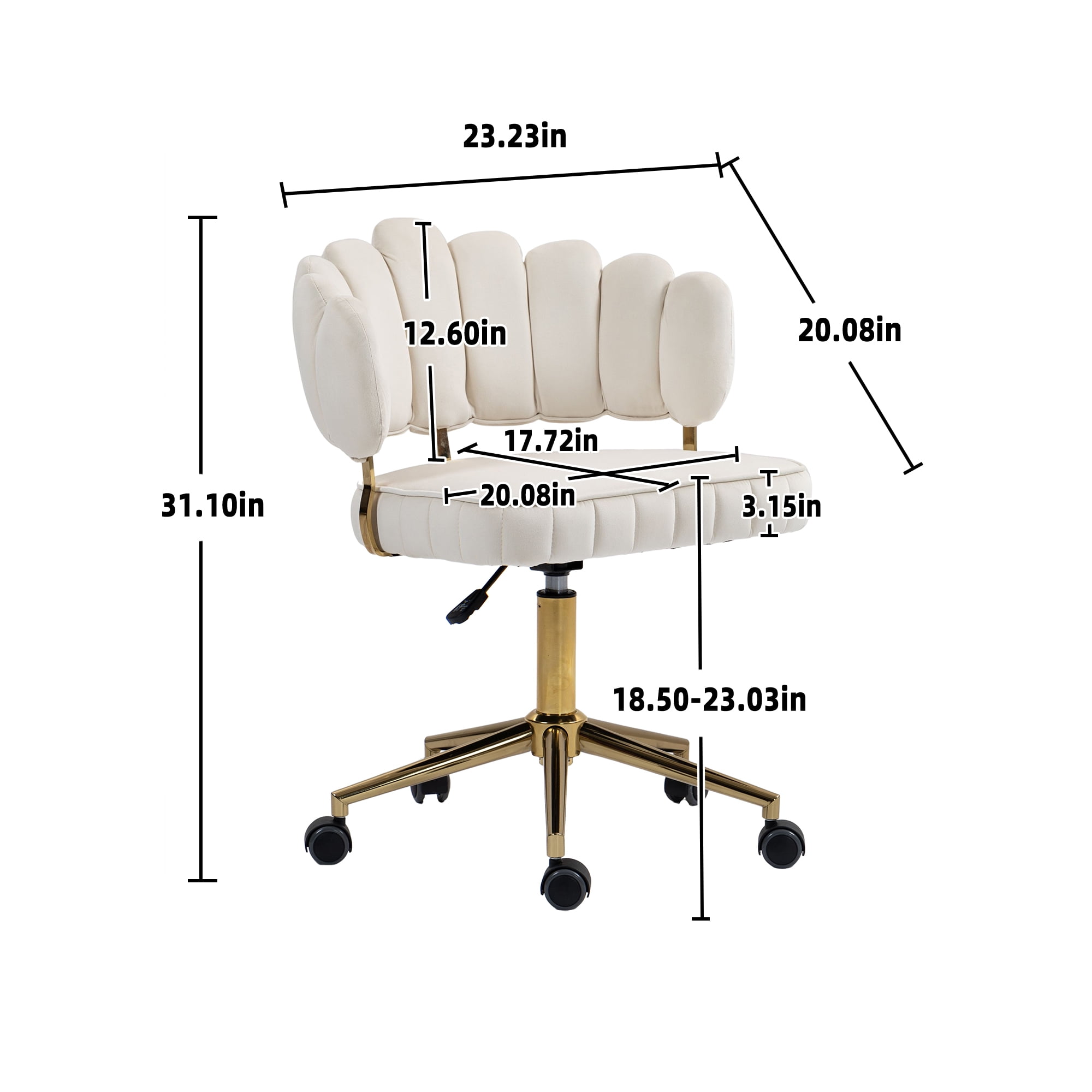 MAYEERTY Velvet Home Office Desk Chair, Modern Cute Computer Chair, Wheels Swivel Height Adjustable Swivel Task Chair for Home Office (Beige Velvet)