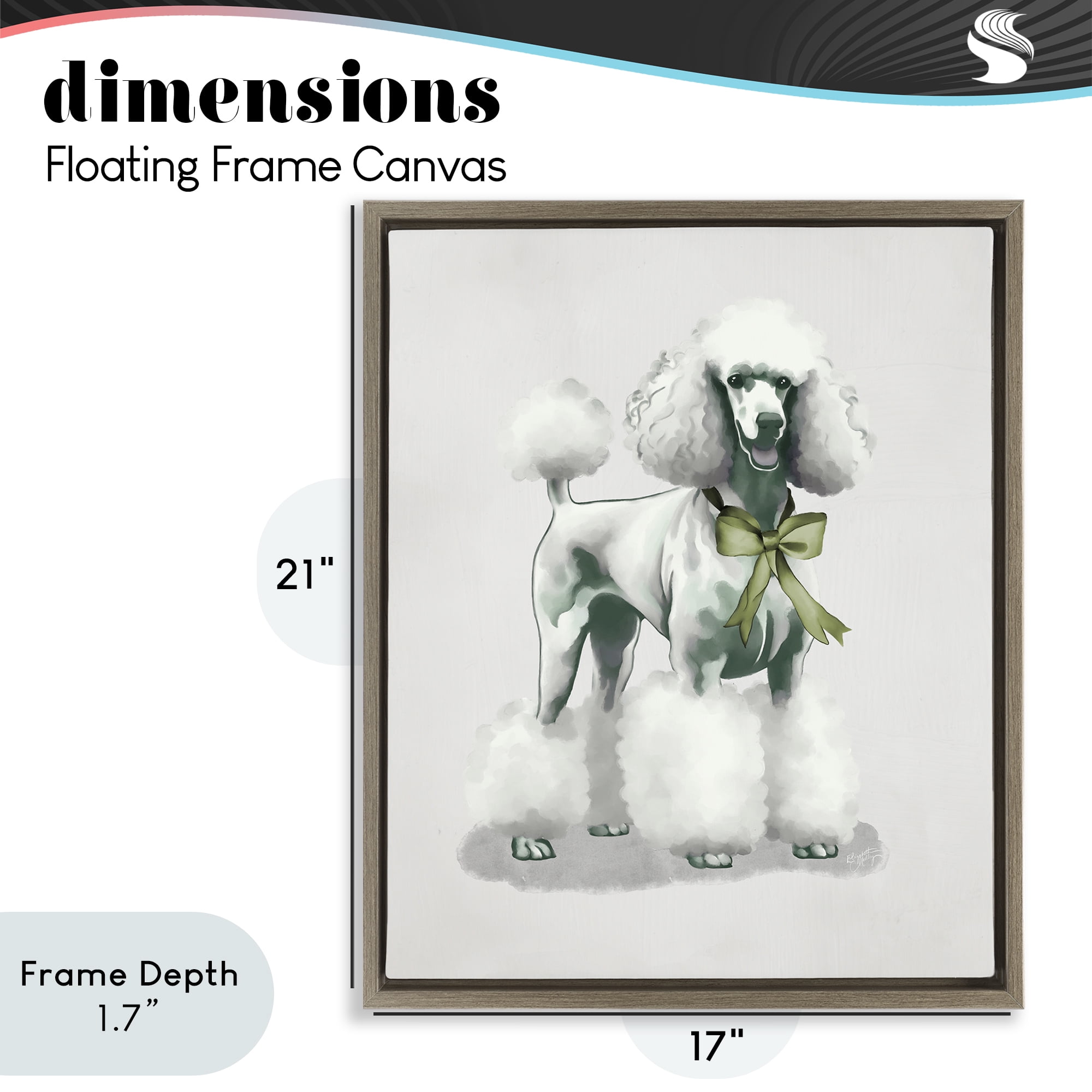 Stupell Industries Graceful Poodle & Ribbon Brown Framed Floater Canvas Wall Art, design by Elizabeth Medley